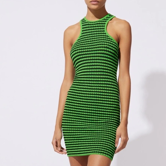 Solid and Striped Green Sia Mini Dress Swimsuit Coverup - Picture 3 of 11